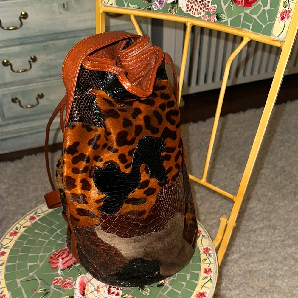 Vintage NWOT Carlos Falchi Patchwork Leather Long Shoulder bag - Picture 2 of 10